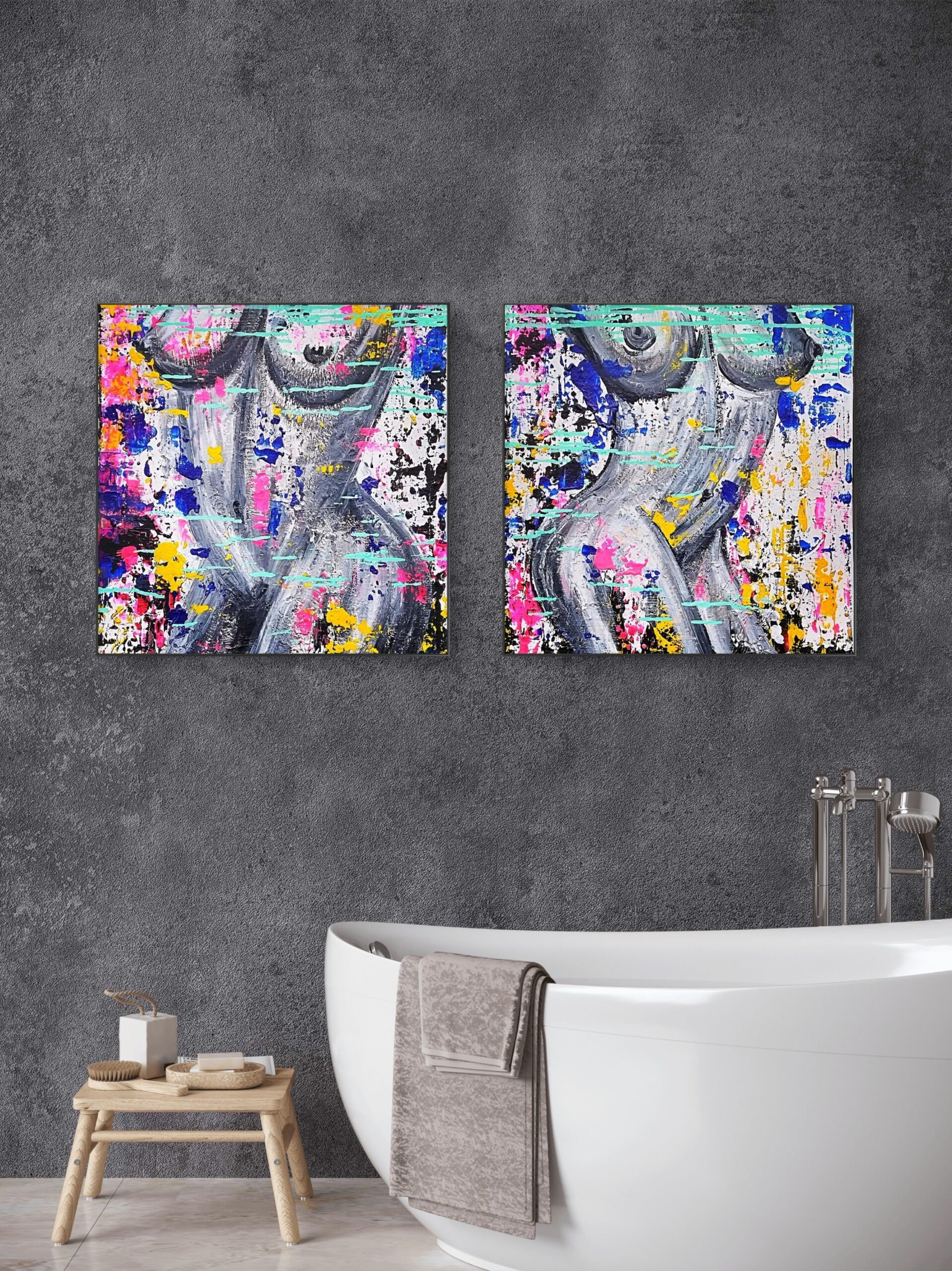Millie and Tillie Neon Diptych PRINTS