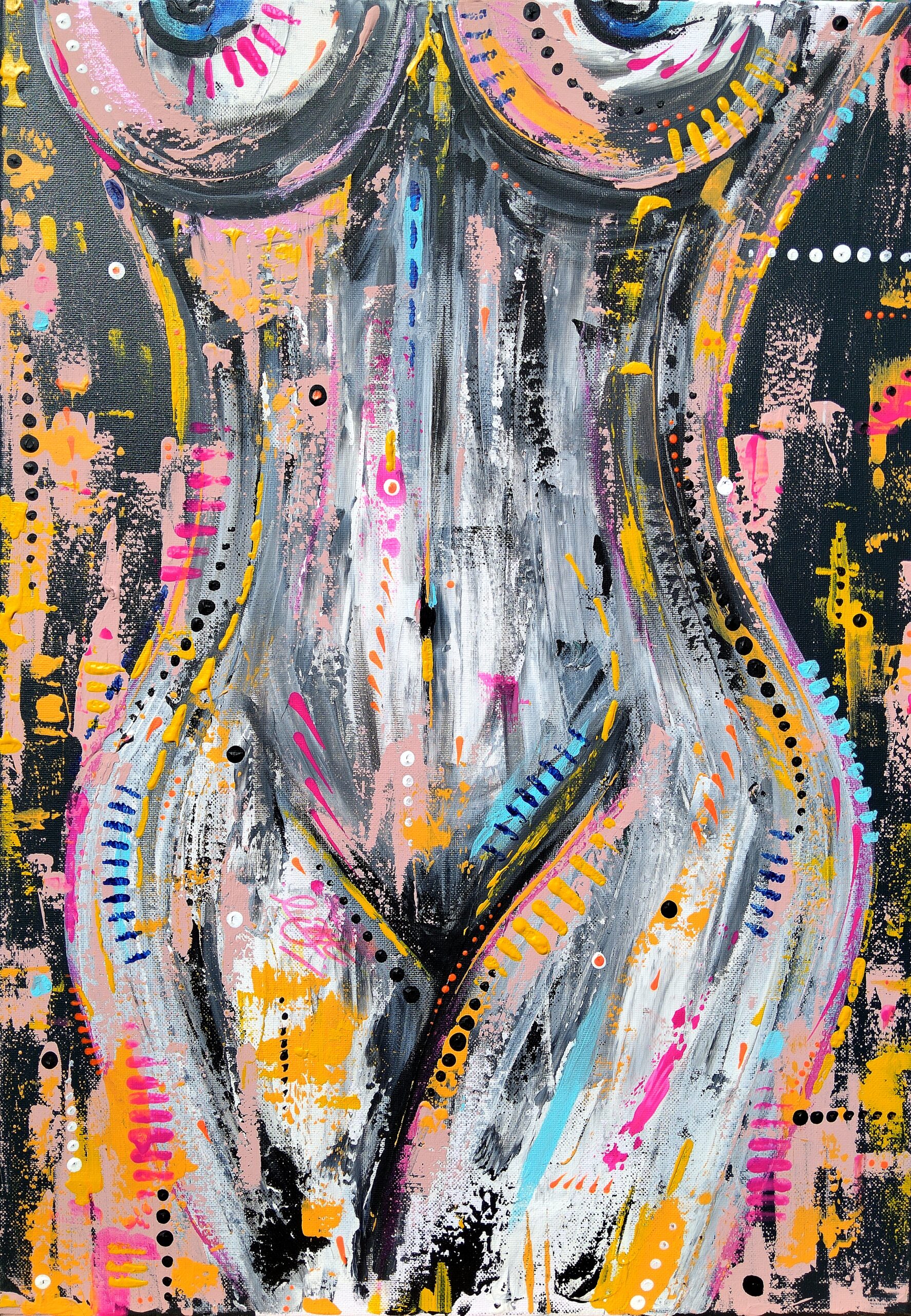 Black orange pink Nude