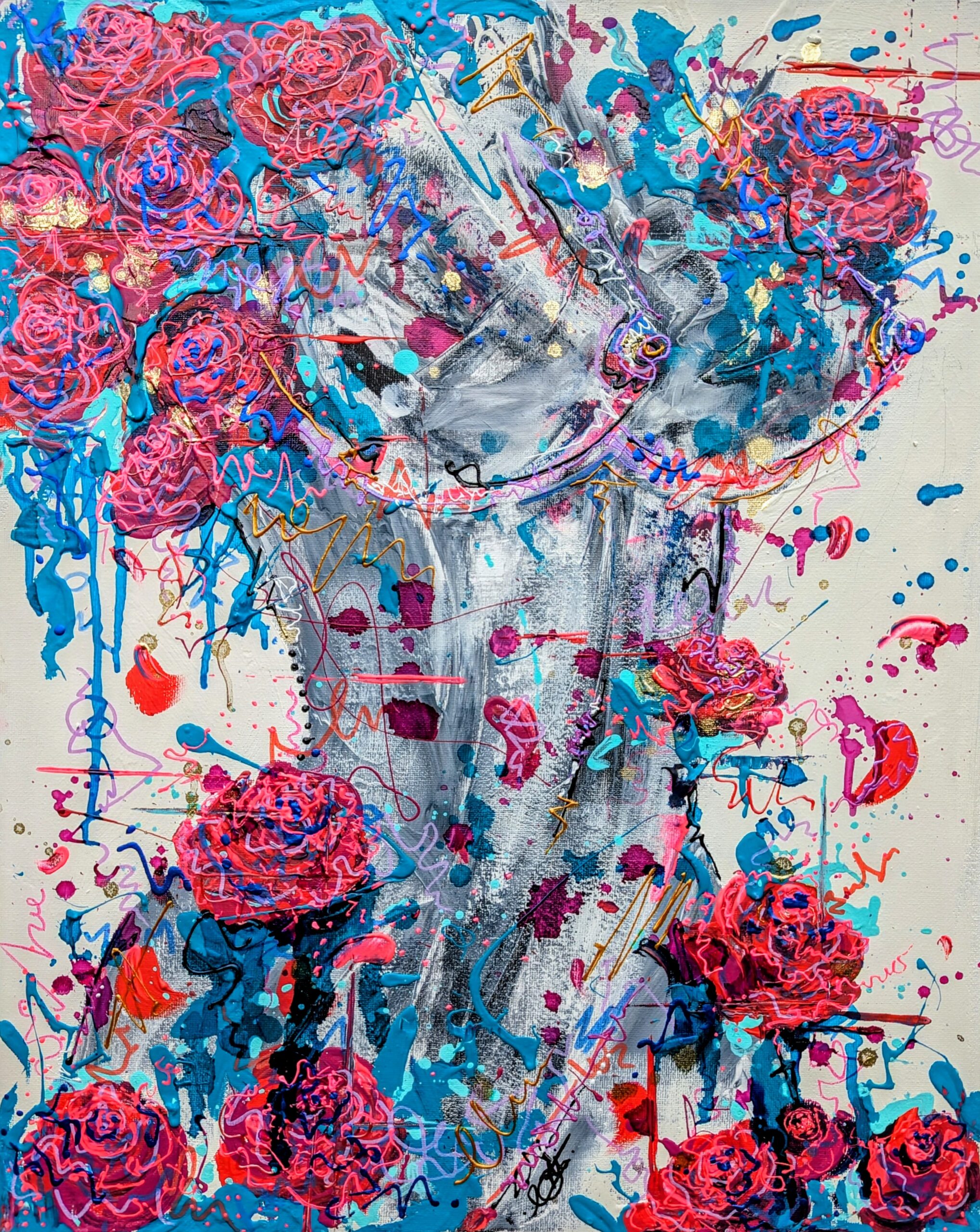 Rose red pink floral Nude PRINT